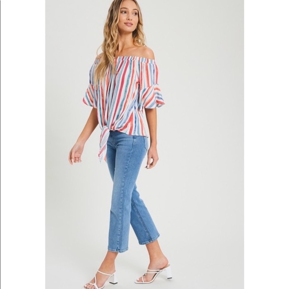 🛍New! Striped Off The Shoulder Top! - Picture 6 of 6